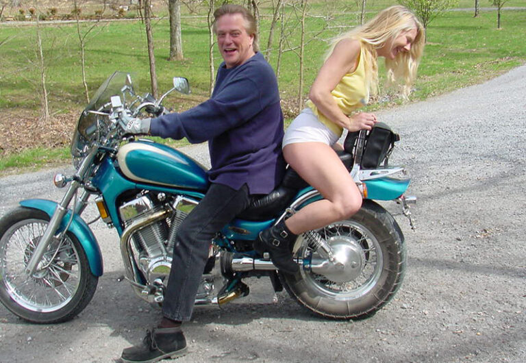 Funny picture of Mark & Cathy on the motorcycle